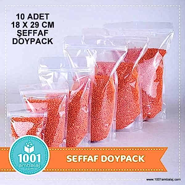 18X29 Cm Şeffaf * 10 Adet * Kilitli Doypack Torba 750 Gr /74/