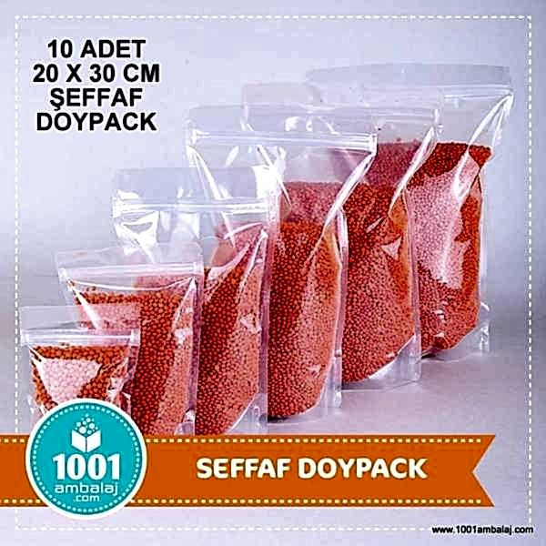 20X30 Cm Şeffaf * 10 Adet * Kilitli Doypack Torba 1000 Gr /75/