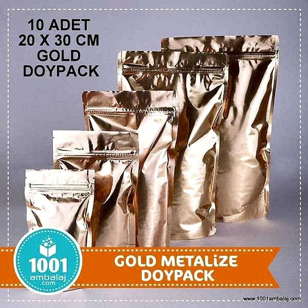 20X30 Cm Gold ( Altın ) * 10 Adet * Kilitli Doypack Torba 1000 Gr /24/
