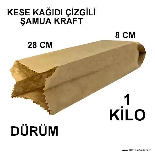 Kese Kağıdı Çizgili Şamua Kraft Dürüm 8X28 Cm 1 Kilo