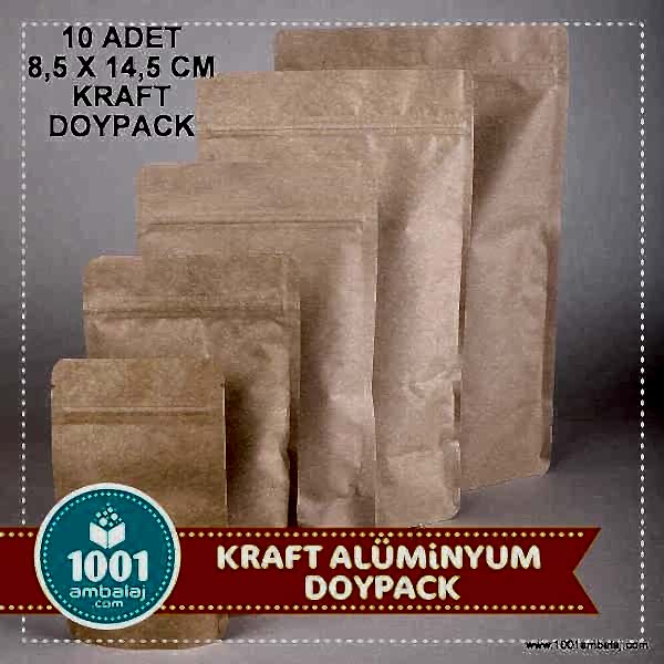 8,5X14,5 Cm Kraft * 10 Adet * Kilitli Doypack Torba 50 Gr /29/