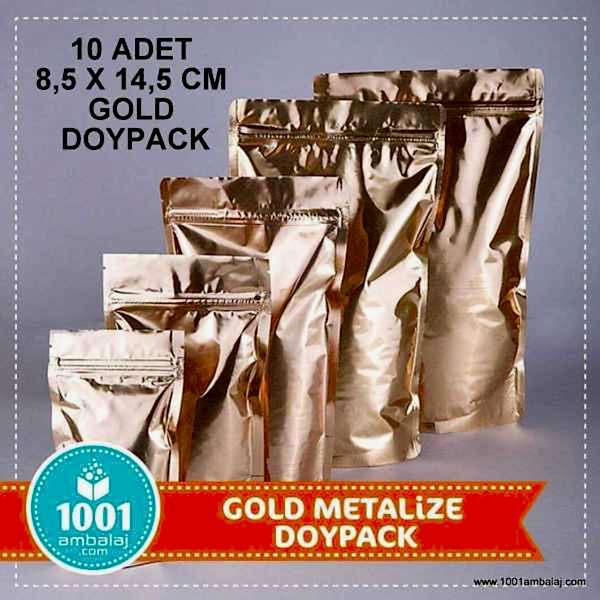 8,5X14,5 Cm Gold ( Altın ) * 10 Adet * Kilitli Doypack Torba 50 Gr /20/