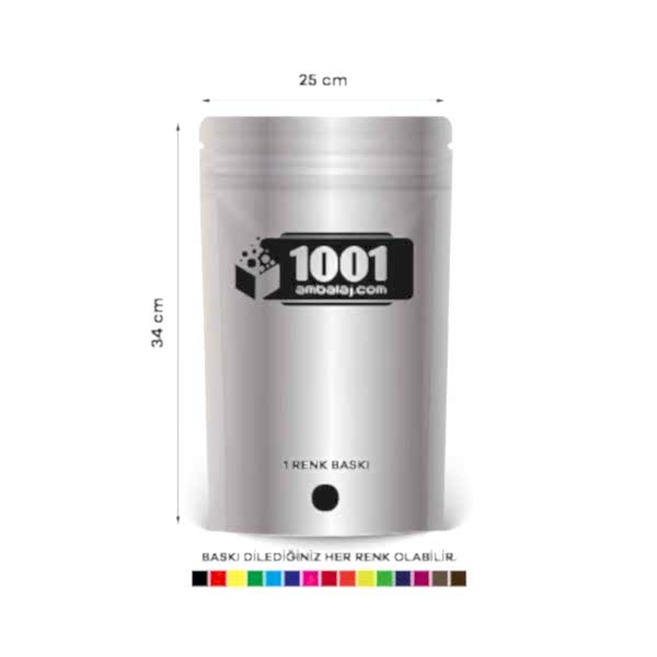 25X34 Cm 1 Baskılı Alüminyum Renkli Tek Taraf Tek Renk Doypack Torba 1500 Gr /07/