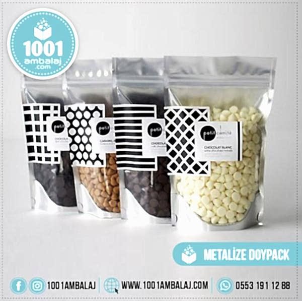 20X30 Cm 1 Baskılı Ön Şeffaf Arka Metalize Renkli Tek Taraf Tek Renk Doypack Torba 1000 Gr /60/