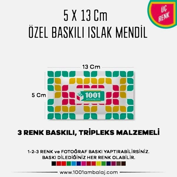5X13 Cm 1-2-3 Renk Ve Fotoğraf Baskılı İslak Mendil Beyaz (Tripleks Malzeme)