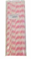 kağıt Pipet 6 Mm 24 Cm Boy 25 Li Paket Pembe Beyaz 1 Paket