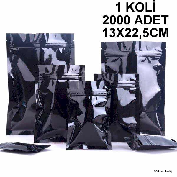 13X22,5 Cm Siyah 1 Koli 2000 Adet Kilitli Doypack Torba 250 Gr /63/