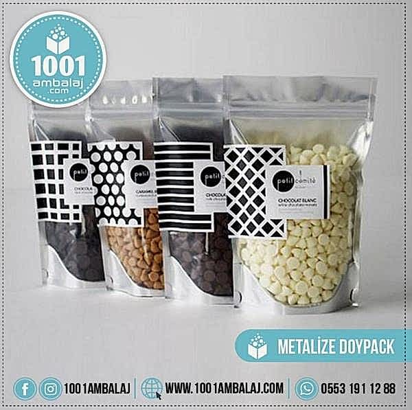 11X18,5 Cm 4 Baskılı Ön Şeffaf Arka Metalize Renkli İki Taraf İki Renk Doypack Torba 100 Gr /54/