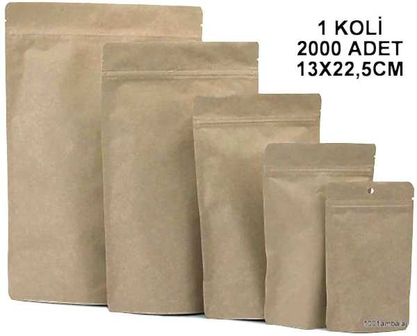 13X22,5 Cm Kraft 1 Koli 2000 Adet Kilitli Doypack Torba 250 Gr /31/