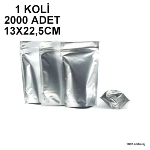 13X22,5 Cm Alüminyum 1 Koli 2000 Adet Kilitli Doypack Torba 250 Gr /03/