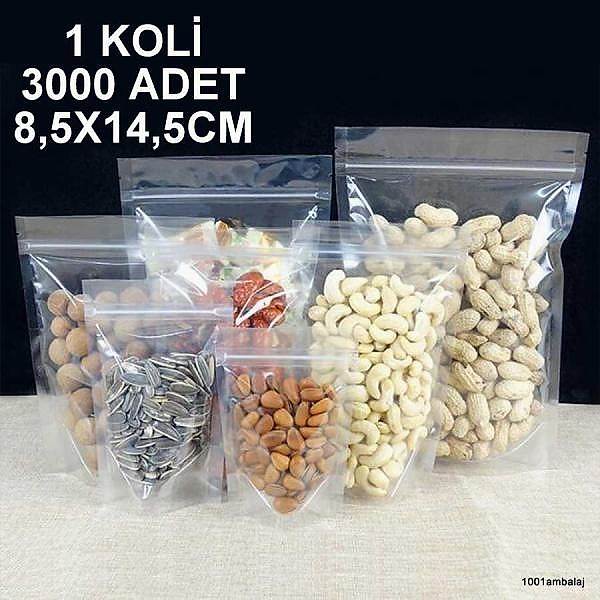 8,5X14,5 Cm Şeffaf 1 Koli 3000 Adet Kilitli Doypack Torba 50 Gr /70/