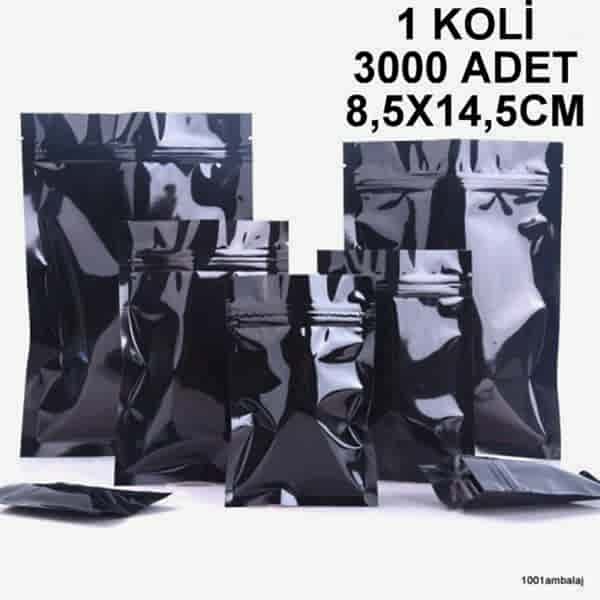 8,5X14,5 Cm Siyah 1 Koli 3000 Adet Kilitli Doypack Torba 50 Gr /61/