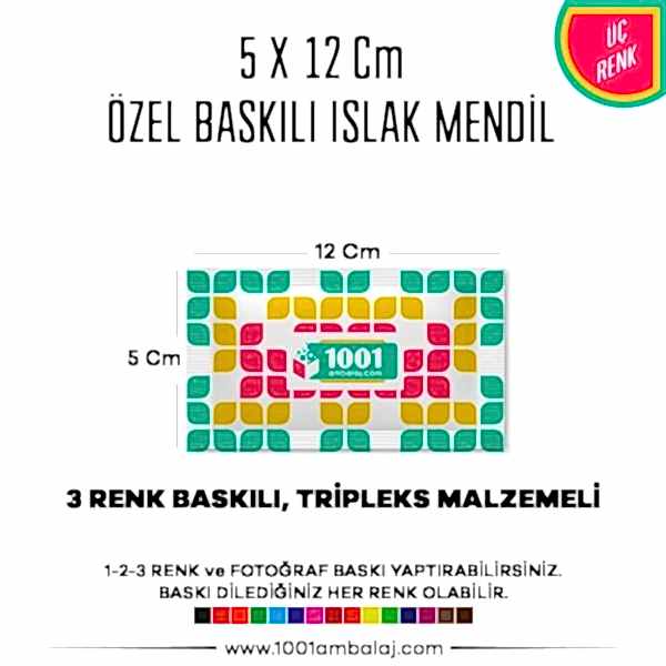 5X12 Cm 1-2-3 Renk Ve Fotoğraf Baskılı İslak Mendil Beyaz (Tripleks Malzeme)