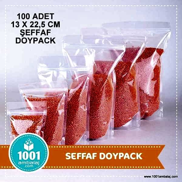 13X22,5 Cm Şeffaf 100 Adet Kilitli Doypack Torba 250 Gr /72/