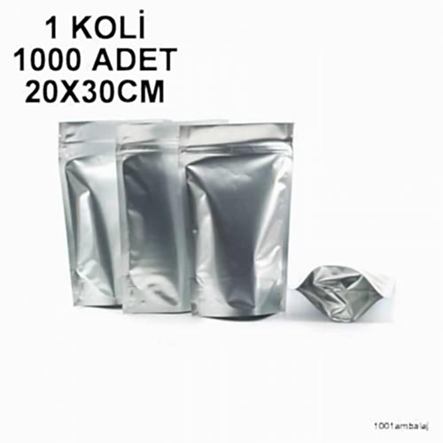 20X30 Cm Alüminyum 1 Koli 1000 Adet Kilitli Doypack Torba 1000 Gr /06/