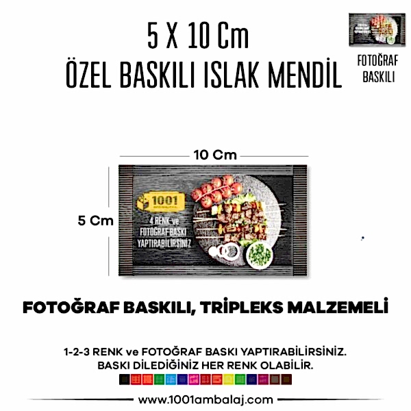 5X10 Cm 1-2-3 Renk Ve Fotoğraf Baskılı İslak Mendil Beyaz (Tripleks Malzeme)