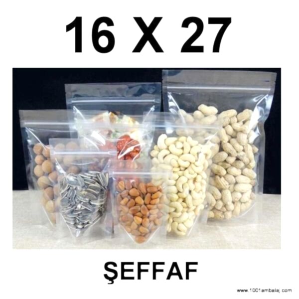 16X27 Cm Şeffaf Renk Doypack Torba /73/
