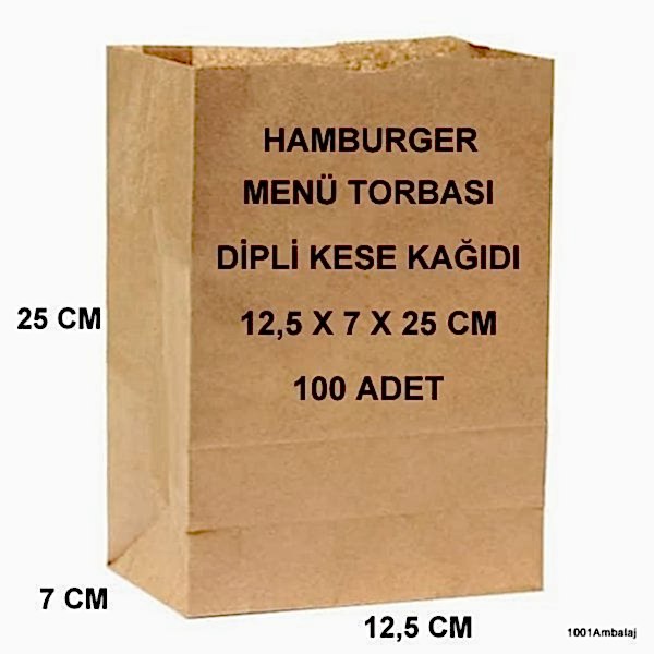 Paket Servis Torbası 12,5X7X25 Cm Kraft Renk 100 Adet