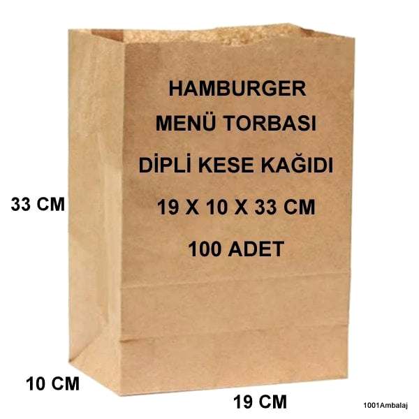 Paket Servis Torbası 19X10X33 Cm Kraft Renk 100 Adet