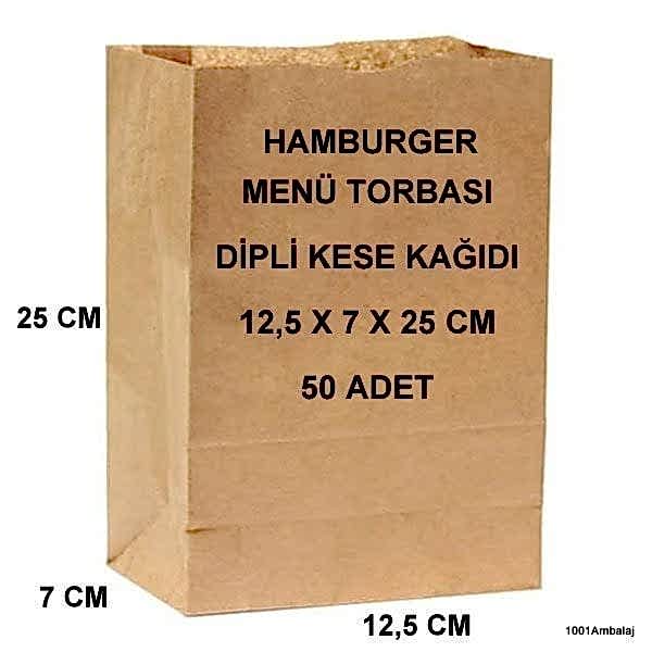 Paket Servis Torbası 12,5X7X25 Cm Kraft Renk 50 Adet
