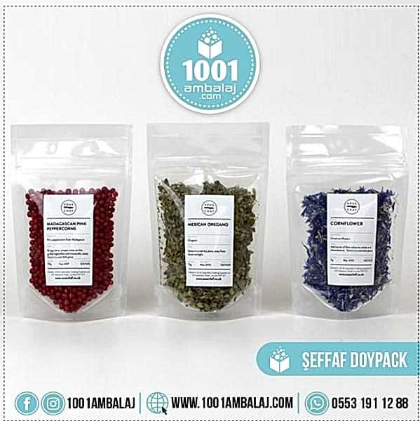 8,5X14,5 Cm 2 Baskılı Şeffaf Renkli Tek Taraf İki Renk Doypack Torba 50 Gr /70/