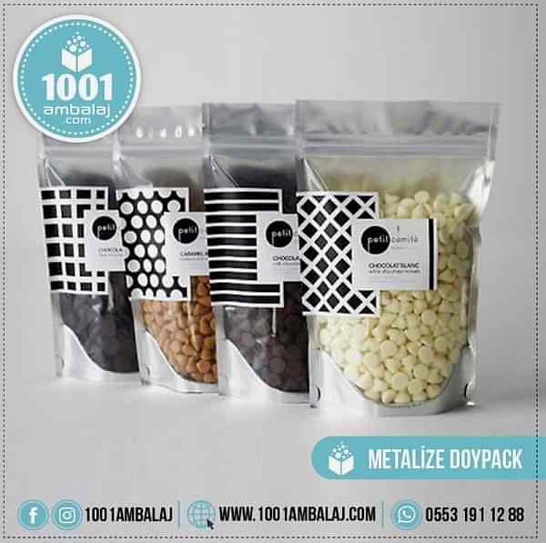 11X18,5 Cm 1 Baskılı Ön Şeffaf Arka Metalize Renkli Tek Taraf Tek Renk Doypack Torba 100 Gr /54/