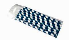 kağıt Pipet 6 Mm 24 Cm Boy 25 Li Paket Mavi Beyaz 1 Paket