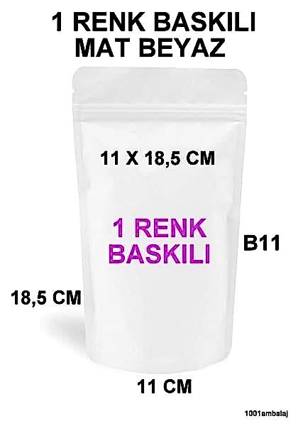 11X18,5 Cm 1 Baskılı Mat Beyaz Renkli Tek Taraf Tek Renk Doypack Torba 100 Gr /16/