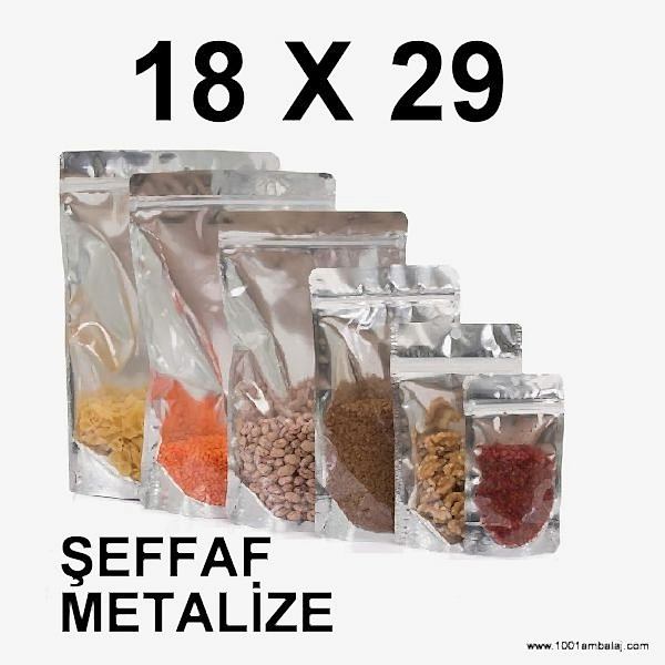18X29 Cm Şeffaf Metalize Renk Doypack Torba /59/