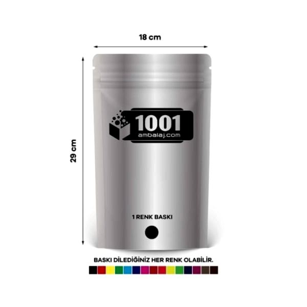 18X29 Cm 1 Baskılı Alüminyum Renkli Tek Taraf Tek Renk Doypack Torba 750 Gr /05/