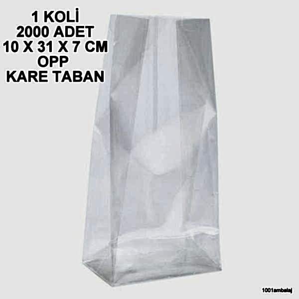 Opp Torba 10X31X7 Cm Yandan Körüklü Kare Tabanli Şeffaf 1 Koli 2000 Adet