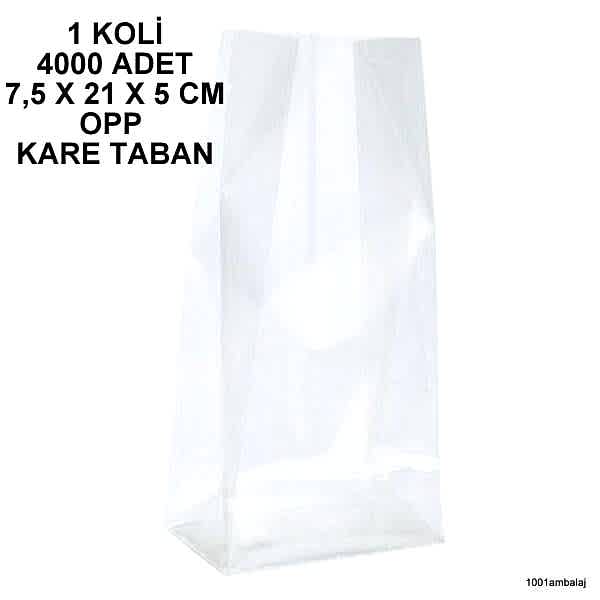 Opp Torba 7,5X21X5 Cm Yandan Körüklü Kare Tabanli Şeffaf 1 Koli 4.000 Adet