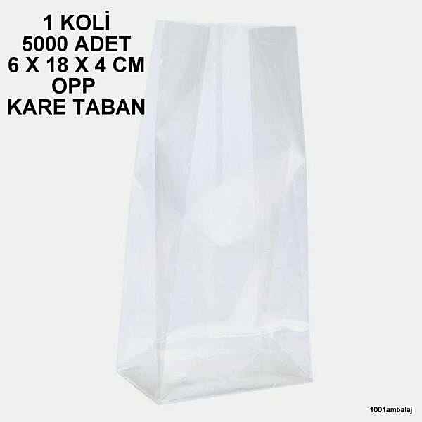 Opp Torba 6X18X4 Cm Yandan Körüklü Kare Tabanli Şeffaf 1 Koli 5000 Adet