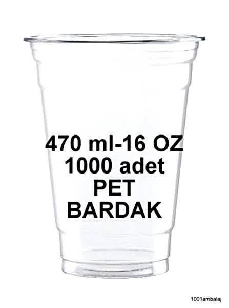 Plastik Bardak 470 Ml 16 Oz 1 Koli 1000 Adet Şeffaf