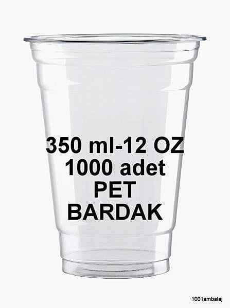 Plastik Bardak 350 Ml 12 Oz 1 Koli 1000 Adet Şeffaf