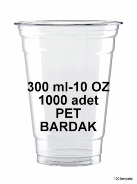 Plastik Bardak 300 Ml 10 Oz 1 Koli 1000 Adet Şeffaf