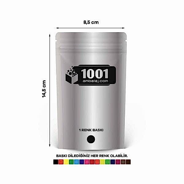 8,5X14,5 Cm 1 Baskılı Alüminyum Renkli Tek Taraf Tek Renk Doypack Torba 50 Gr /01/