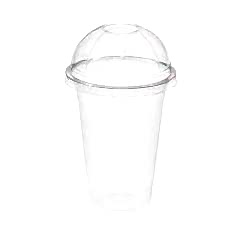 Plastik Bardak 350 Ml Şeffaf Bombe kapaklı 40 Adet