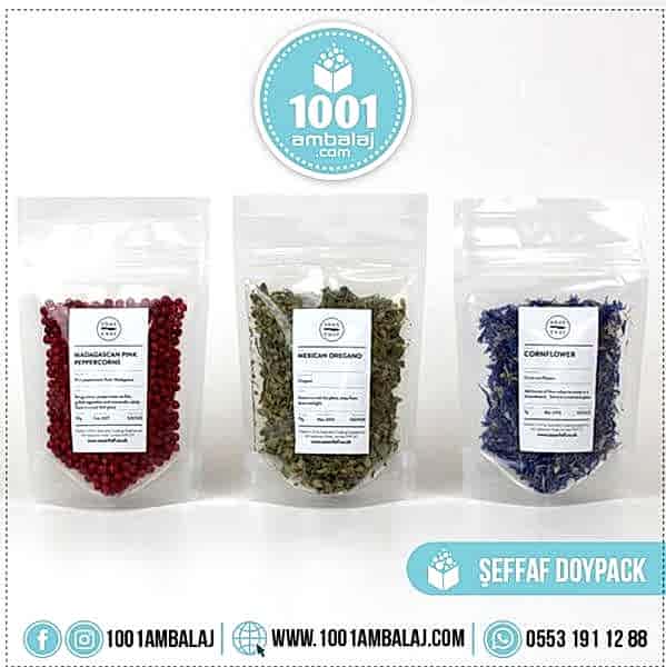 11X18,5 Cm 3 Baskılı Şeffaf Renkli Tek Taraf Üç Renk Doypack Torba 100 Gr /71/