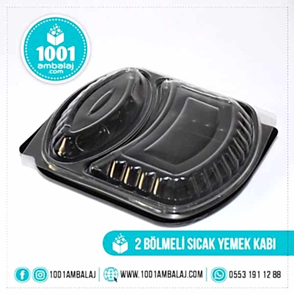 Mikrodalga kabı 2 Bölmeli Yemek kabı Mikrodalga Takim 50 Adet