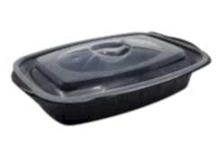 Mikrodalga kabı kapaklı Siyah Oval 500 Gr 50 Adet