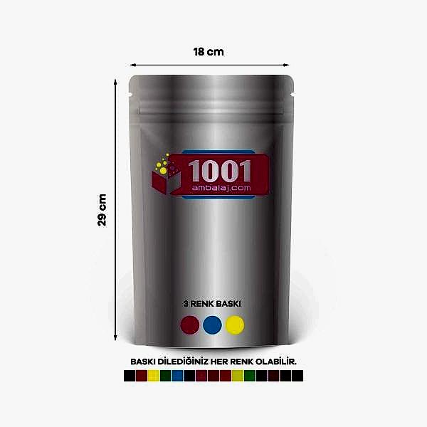 18X29 Cm 3 Baskılı Alüminyum Renkli Tek Taraf Üç Renk Doypack Torba 750 Gr /05/