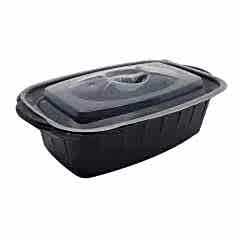 Mikrodalga kabı kapaklı Siyah Oval 750 Gr 50 Adet