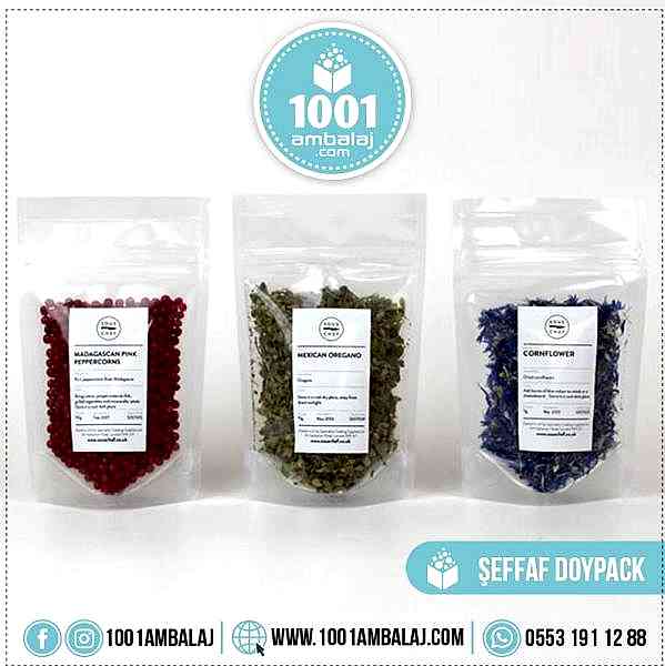 11X18,5 Cm 2 Baskılı Şeffaf Renkli Tek Taraf İki Renk Doypack Torba 100 Gr /71/