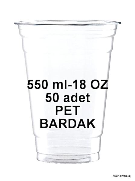 Plastik Bardak 550 Ml 18 Oz 50 Adet Şeffaf