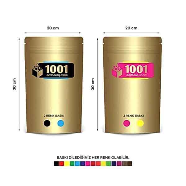 20X30 Cm 4 Baskılı Gold ( Altın ) Renkli İki Taraf İki Renk Doypack Torba 1000 Gr /24/