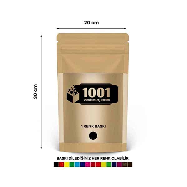 13X22,5 Cm 1 Baskılı Kraft Renkli Geniş Pencereli Tek Taraf Tek Renk Doypack Torba 250 Gr /45/