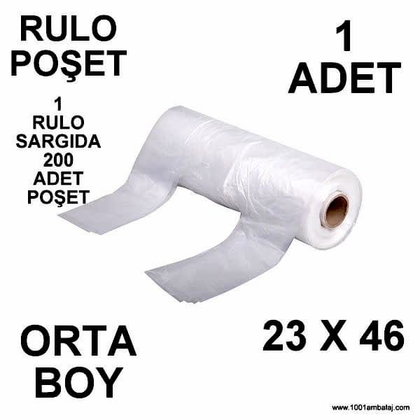 Rulo Poşet Orta Boy 23X46 Cm 1 Rulo (Sargıda 200 Adet Poşet)