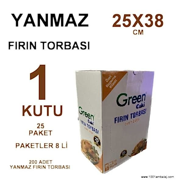 Yanmaz Fırın Torbası Green Marka (25 Paket 1 Kutu)