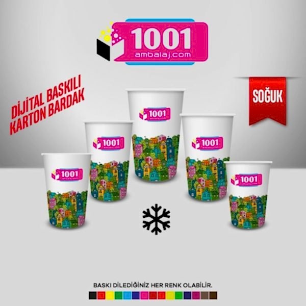 Dijital Baskılı 32 Oz Karton Bardak Tek Kat Duvarlı Beyaz Soğuk